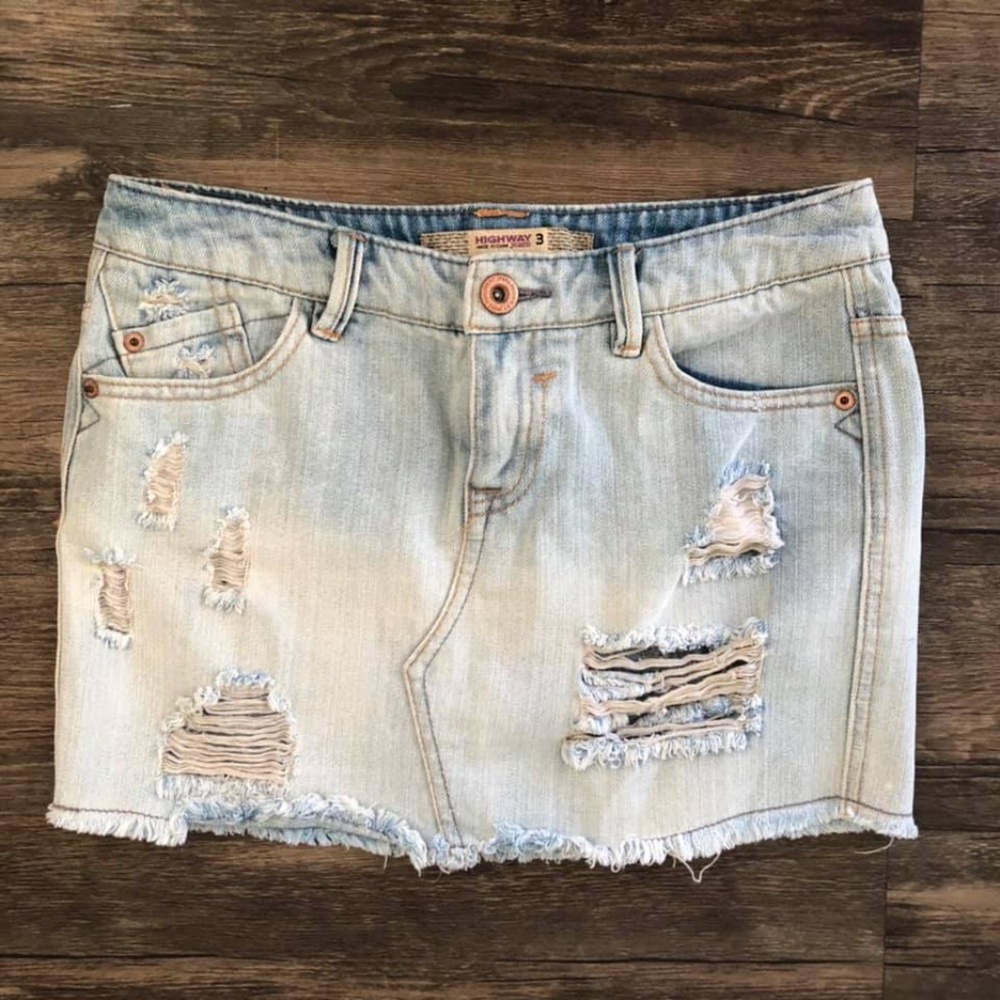 Highway 3 Jeans - Frayed Jean Skirt
